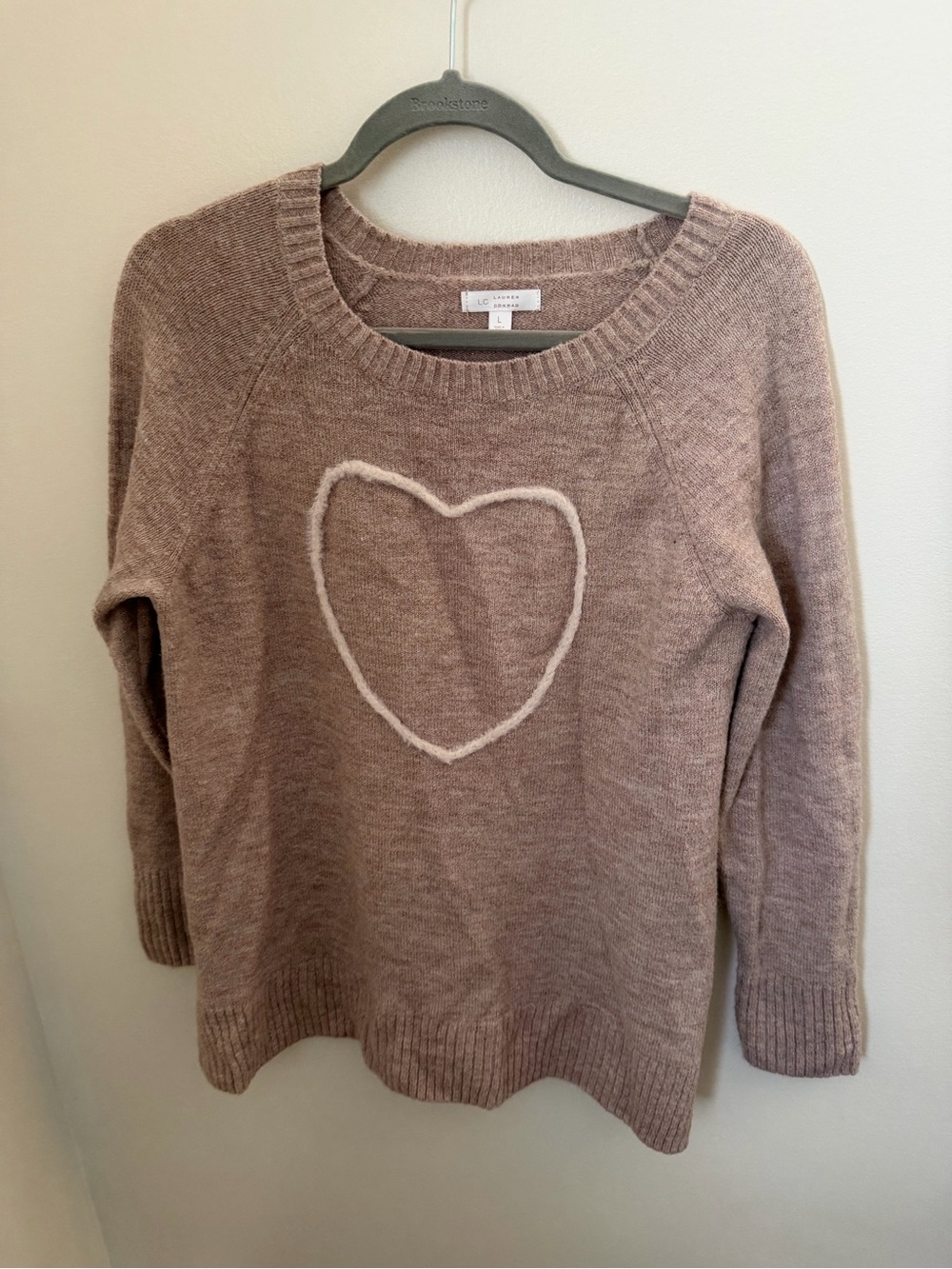 LC Lauren Conrad Mauve Crewneck Sweater with Heart